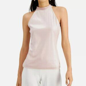 INC Women XL Pale Mauve Pink Velvet Sleeveless Halter Top